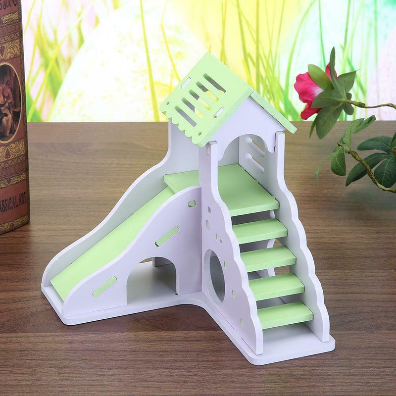 Waterproof Removable Stairs Double Layer Villa Hamster Sleeping Nest(Green)