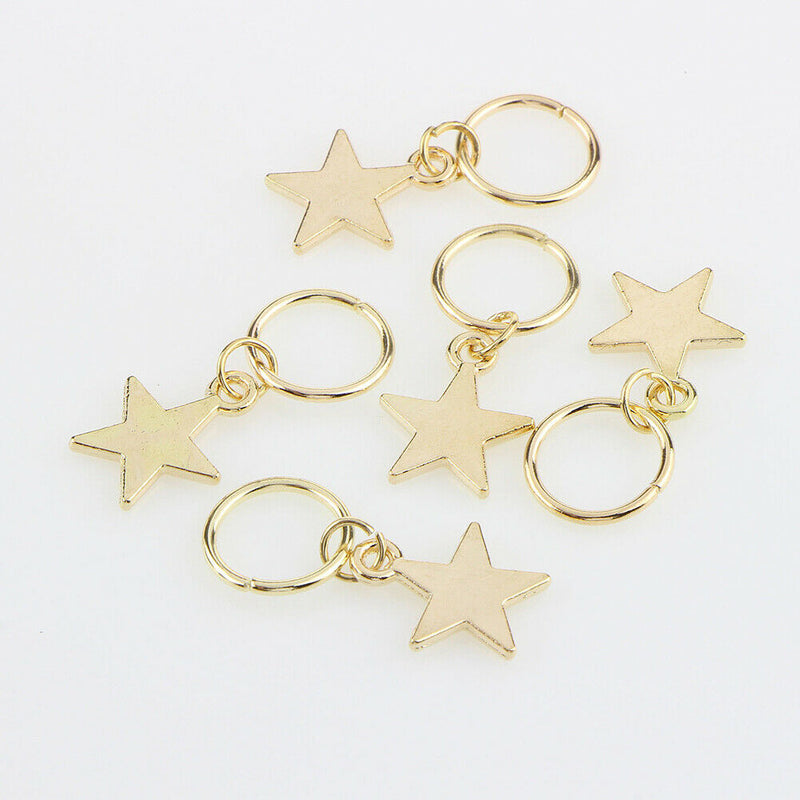 80Pcs Metal Cuffs DIY Jewelry Pendants Stars Tubes Hair Braid Set Loops Rings