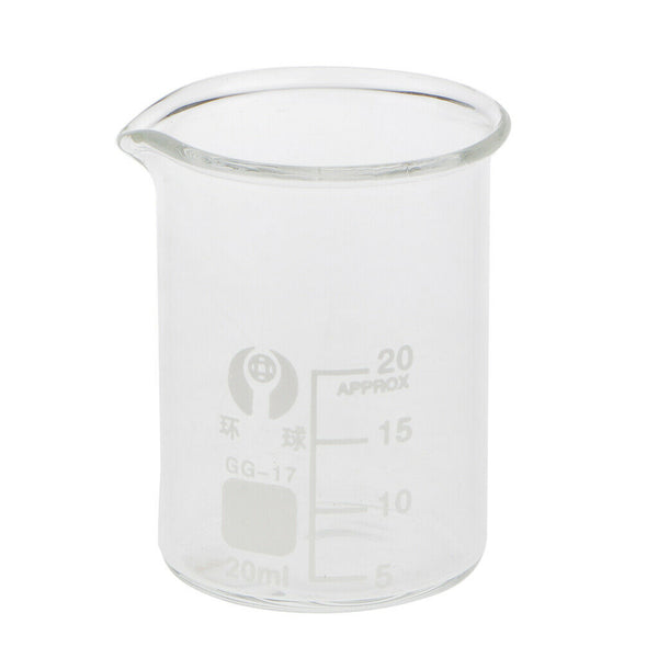 20mL Glass Graduated Low Form Beaker, 5mL Graduation Interval