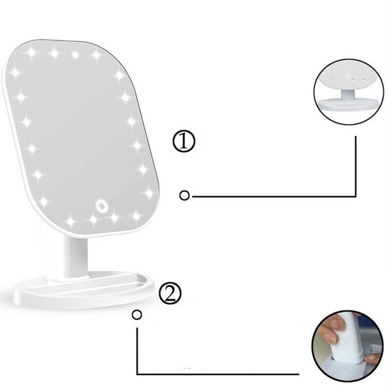 Touch Dimmer Led Mirror Press Screen Makeup Mirror Luxury Mirror with 20 Le V1Q4