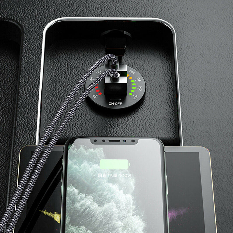 Car Motorcycle Dual USB Charger QC3.0 Power Socket with Switch + Wires A