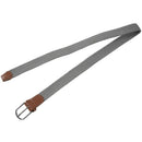 Men Leather Braided Elastic Stretch Metal Buckle Belt Waistband Light gray V9Q8