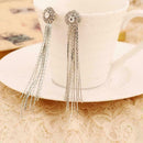 Fashion Women Long Tassel Leaves Crystal Ear Stud Drop Earrings Dangle Gift V6C1