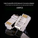 100pcs Crystal 8Pin RJ45 Modular Plugs Head Ethernet Cable Connector Adapter