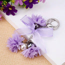 Cloth Flower Key Ring Chiffon Tassel Car Key Chains Lady Couple Bag Ornamen G7X5