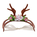 Pet Antlers Headwear Christmas Party Cat Head Decoration with Flowers S/M S