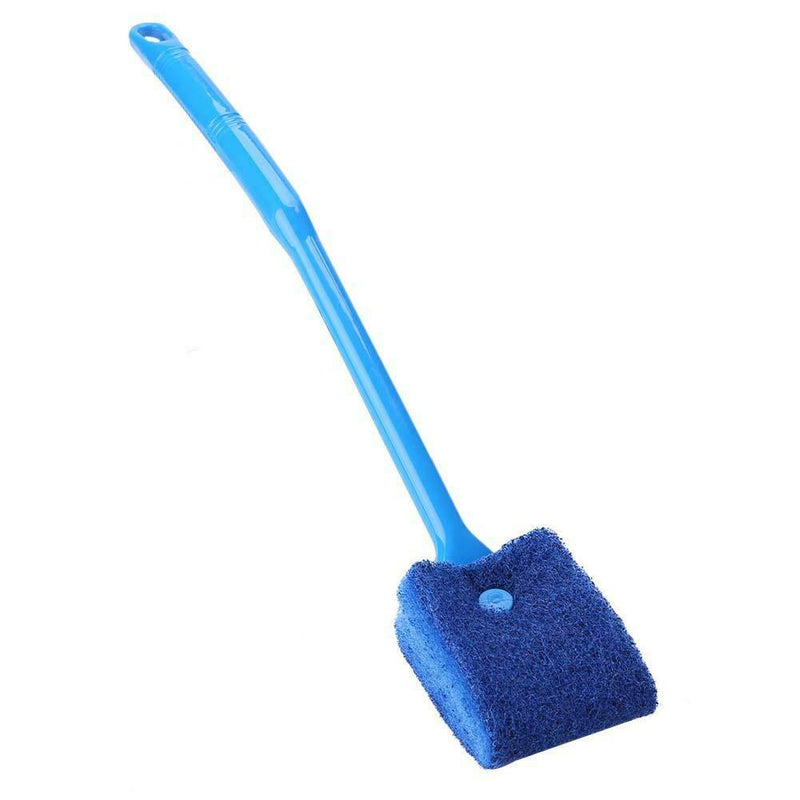 Long Handle Fish Tank Glass Wipe Plastic Sponge Algae Glass Cleaner (Blue)