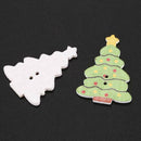 50pcs Christmas Tree 2 Holes Wooden Buttons for Sewing Crafting Z4E6