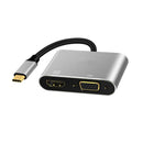 Premium 2in1 USB Type C Hub 4K HDMI & VGA Port Display Adapter Splitter Box