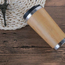 450Ml Bamboo Coffee Cup Stainless Steel Coffee Travel Mug With Leak-Proof CoH7X2