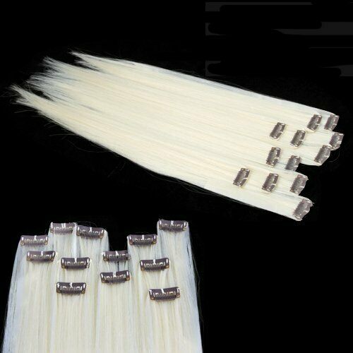 12 Pieces Blonde Straight Clip in Hair Weft Extensions U8D6