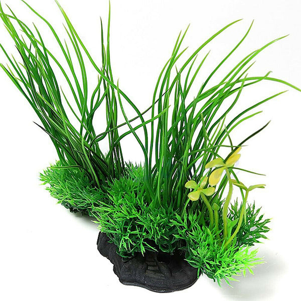 8" Green Artificial Plastic Plant Water Grass Aquarium Decor Fish Tank   #gib