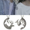 European and American Hollow Elk Stitching Necklace Man Love Friend Gift H5O4