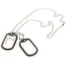 Dual Plates Pendant Necklace Man Sweater Chain Military Army Style Metallic A