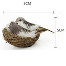 Artificial Foam Feathered Birds with Hay Nest & Eggs Ornaments, DIY Craft for