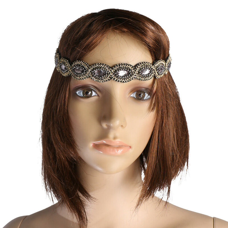 Retro 1920s  Applique Beads Headband Bride Girls Flapper Headpiece