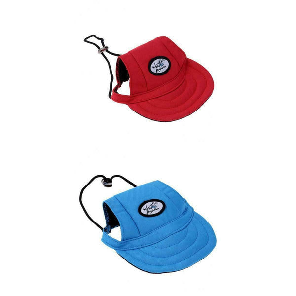 2 pcs Canva Pet Dog Summer Cap Dog Outdoor Sunbonnet Baseball Hat Red,Blue