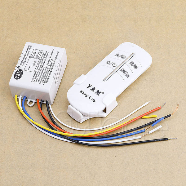 220V Wireless 3 Ways ON/OFF Lamp Remote Control Switch Receiver Transmitter