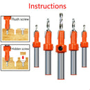 1X(6Pcs Woodworking Step Drill Bit 2.8*8Mm-3.2*10Mm Countersunk Head Wood T