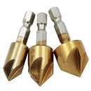 Degree Hex Shank Five Edge Chamfer Countersink Kit Drill Bit Set 6-19mm  D MRZ