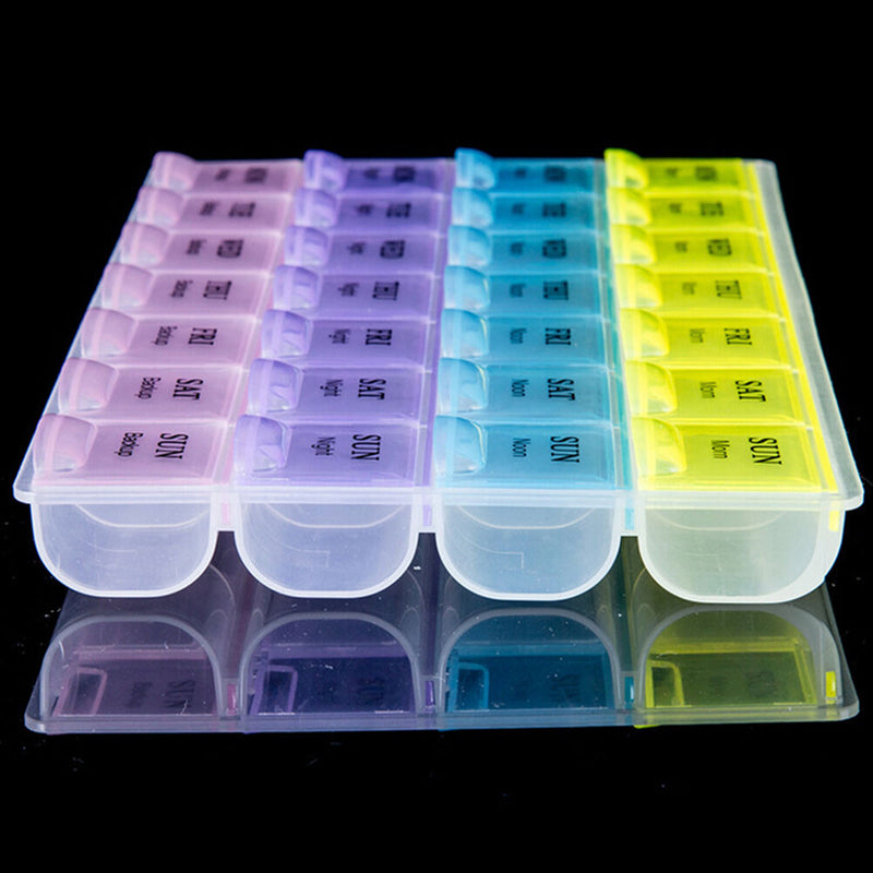 Weekly 28 Days Tablet Pill Box Holder Medicine Storage Organizer Case Contain FT