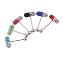 6 Pcs Stainless Steel Rhinestone Tongue Rings Stud Body Piercing Jewelry