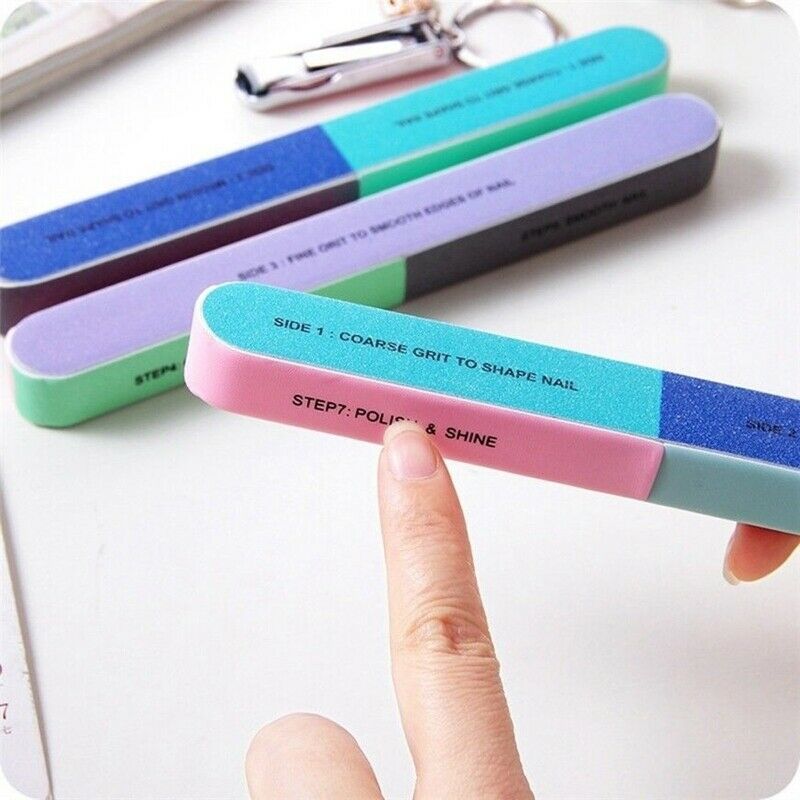 5Pcs/Set Seven-Sided Polishing File Nail Tool Creative Printing Nail File S C4Z7