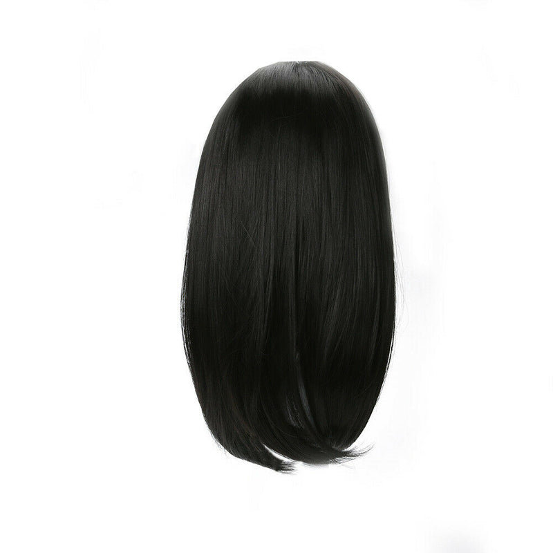 Women Silky Black Straight Bobo Hairstyle Middle Parted Wig Hairpiece