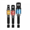 3 pcs Socket Adapter Set Hex Shank to 1/4" 3/8" 1/2" Impact Driver Drill Color