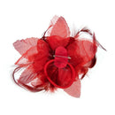 Bride Head Decoration Feather Organza Roses Red Hair Band Scrunchy Hair Flo T5O7