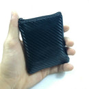 Men Women Leather Coin Card Key Wallet Pouch Carbon Fiber Mini Purse Zipper Bag