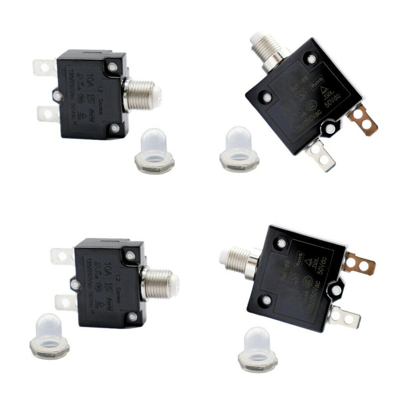 4 Pieces 30A+10A 50V DC Circuit Breaker Manual Resettable Overload Switch