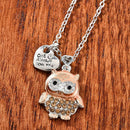 Fashion Owl Love You Crystal Elegant Girls Hanging Necklace Valentine's Gifts