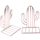 2PCS/Pair Creative Cactus Shaped Metal Bookends Book Support Stand Desk Org V9P4
