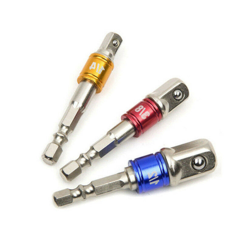 1/2",3/8",1/4" Socket Adapter Set Hex Shank to Impact Driver/Drill Hot 3pcs