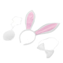 2 Sets Kids Pink Black Cute Bunny Costume Headband Tail Necktie Fancy Dress