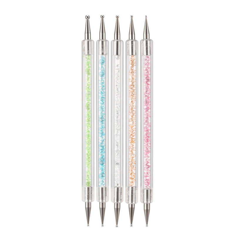 5pcs Crystal Nail Art Dotting Pen Double Head Tools DIY Nail Art Manicure Tool