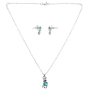 Women Fashion Rhinestone Cat Ear Stud Earrings Necklace Jewelry Set Q7C4