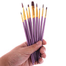 10Pcs purple paint brush set Nylon watercolor acrylic oil drawing art suppliesOZ