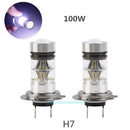 2X H7 100W White CREE LED Fog DRL Driving Car Head Light Lamp Bulbs Super Bright
