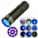Black Mini Aluminum UV ULTRA VIOLET 9 LED FLASHLIGHT BLACKLIGHT Torch Light Lamp