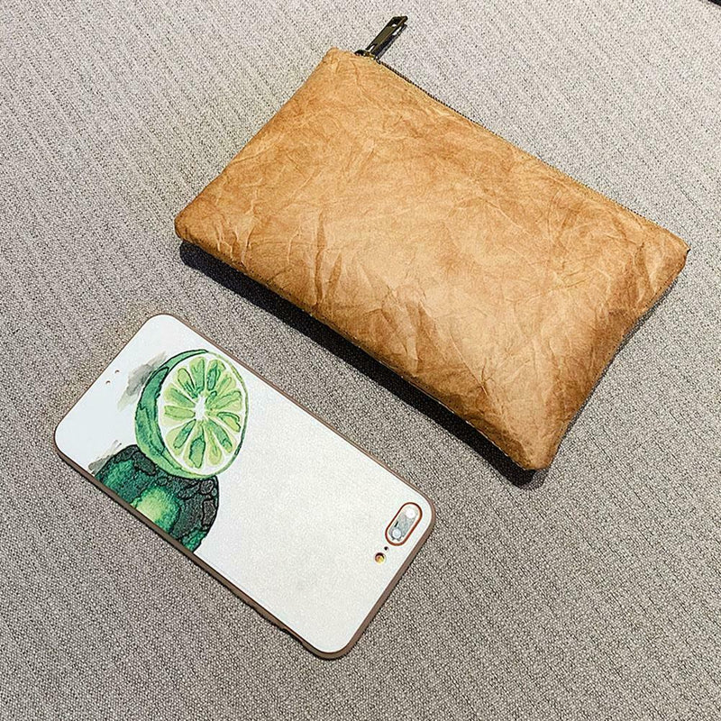 Retro Female Solid Color Clutch Women Daily Makeup Bags (Light Brown) A