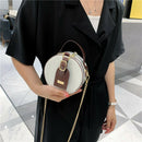 Mini Round Tote Shoulder Bag Women Leather Chain Messenger Purse (2 White)