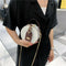 Mini Round Tote Shoulder Bag Women Leather Chain Messenger Purse (2 White)