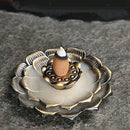 Incense Burner Holder Censer Plate For Candle Aromatherapy Lotus Bronze