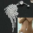 Navel Belly Body Piercing Jewelry Crystal Tassel Chain Dangle Button Ring Bar