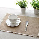 8Pcs Linen Table Mat Lace Placemat Set Natural Jute Woven Tableware Mat Wed