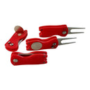 Collapsible Spring Golf Divot Repair Fork Ball Marker Alignment Tools Red
