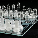 Glass Chessboard Glass Chess Set Hand Crafted for Chess Lovers Toys 20x20cm