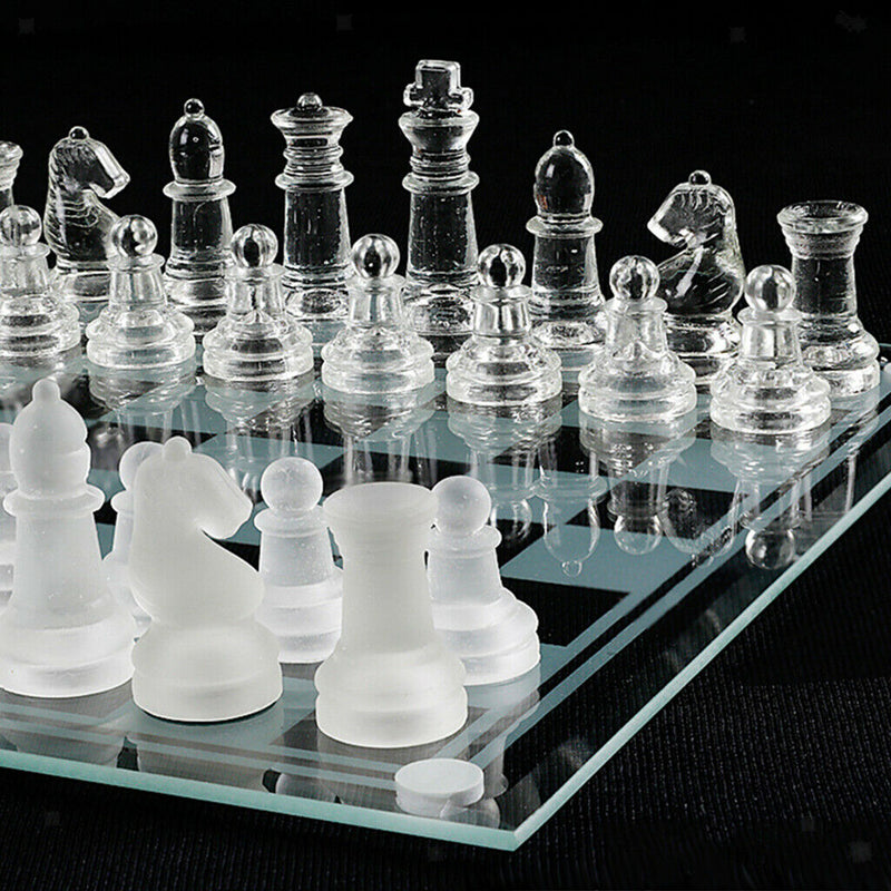 Glass Chessboard Glass Chess Set Hand Crafted for Chess Lovers Toys 20x20cm